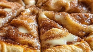 Cinnamon-sugar pizza made with crescent rolls cut into wedges