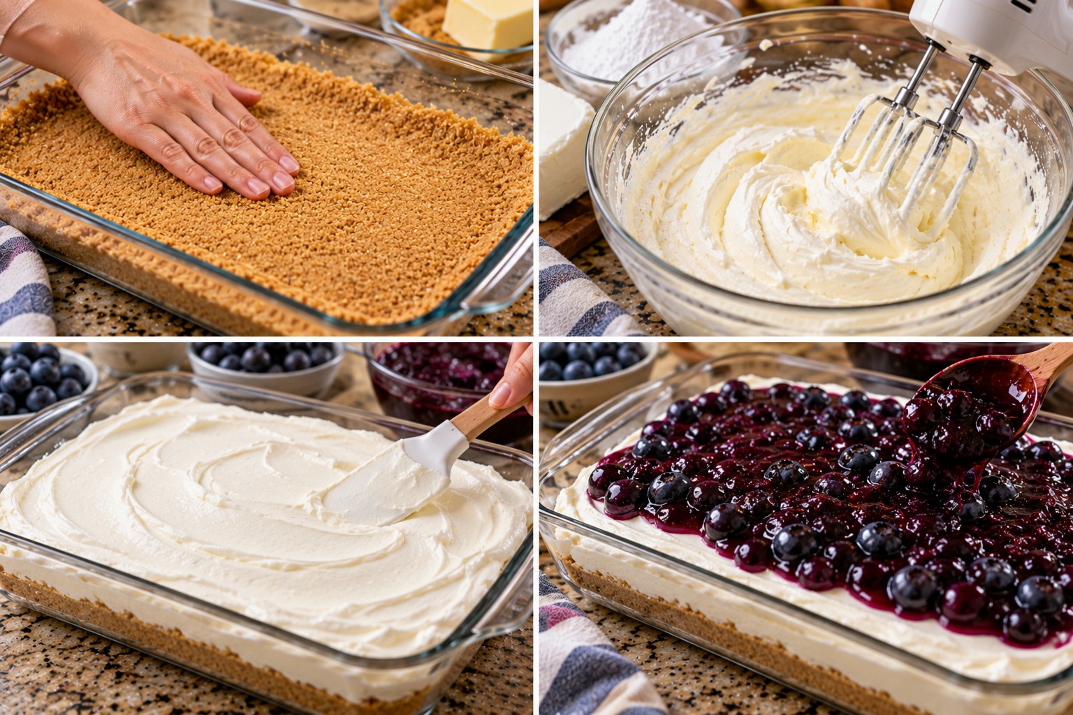 Creamy No-Bake Blueberry Delight step by step
