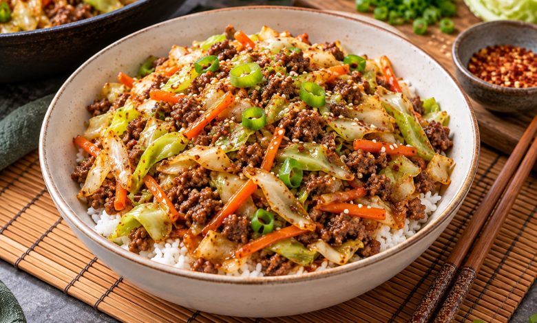 Ground Beef and Cabbage Stir-Fry