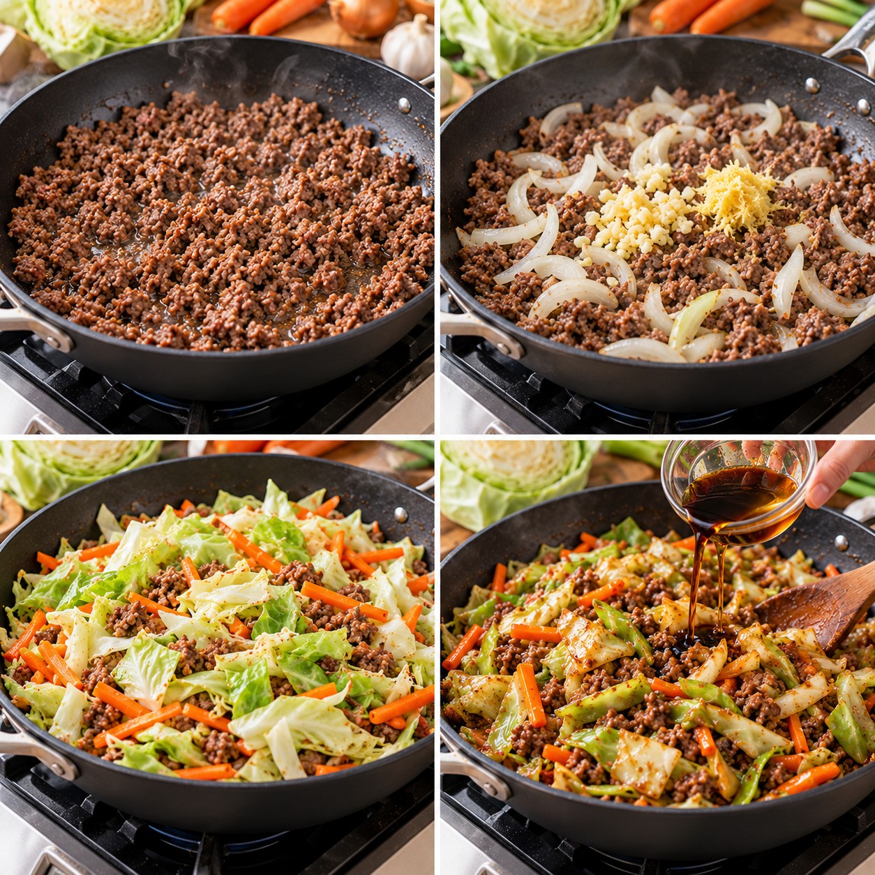 Ground Beef and Cabbage Stir-Fry step by step
