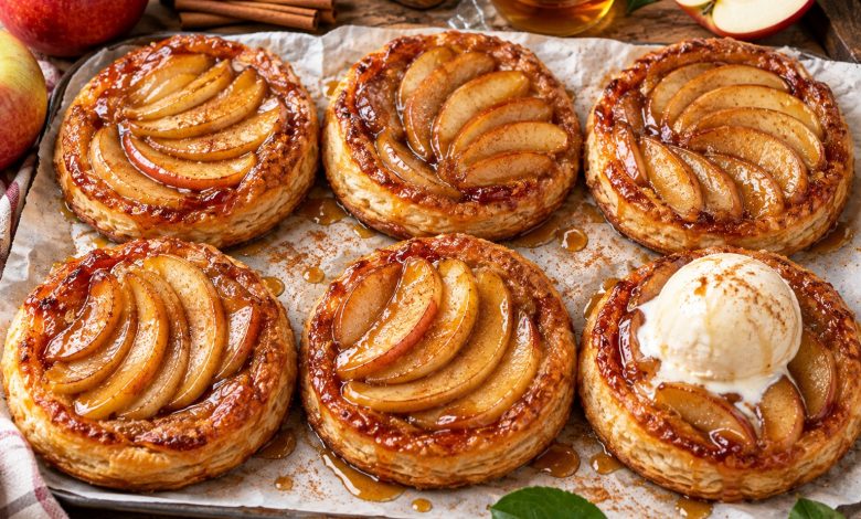 Honey Apple Upside-Down Puff Pastry Tarts