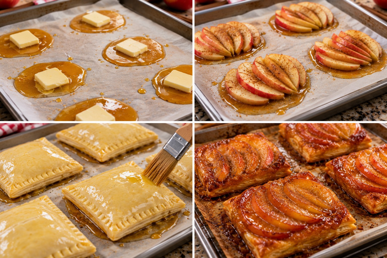 Honey Apple Upside-Down Puff Pastry Tarts step by step