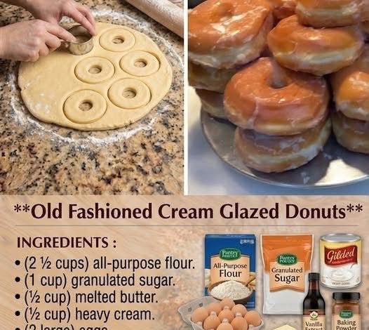 Stack of old-fashioned glazed donuts on a metal tray