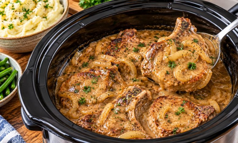 Slow Cooker Pork Chops and Gravy