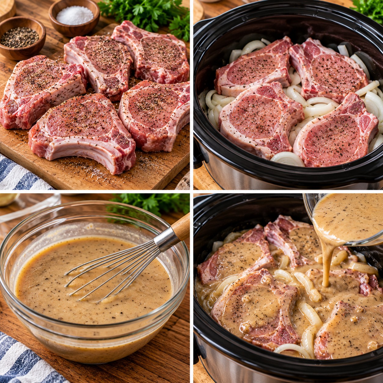 Slow Cooker Pork Chops and Gravy step by step