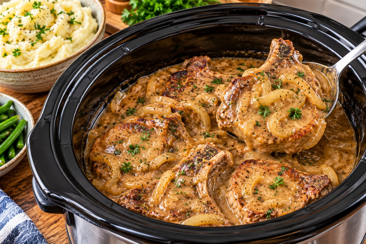 Slow Cooker Pork Chops and Gravy